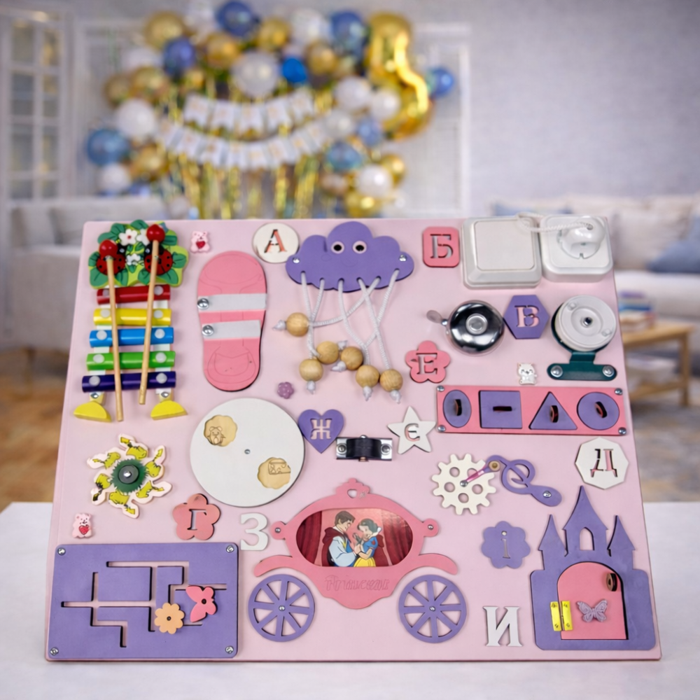 Бизиборд Развивающая доска для девочки 40х50 Развивающая доска девочке от 6 месяцев для развития мелкой моторики Тернополь - изображение 11