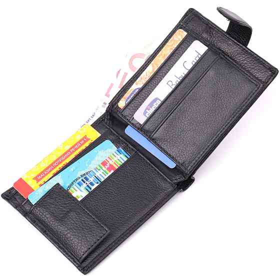 Бумажник мужской среднего размера из натуральной кожи ST Leather 22473 Черный Киев