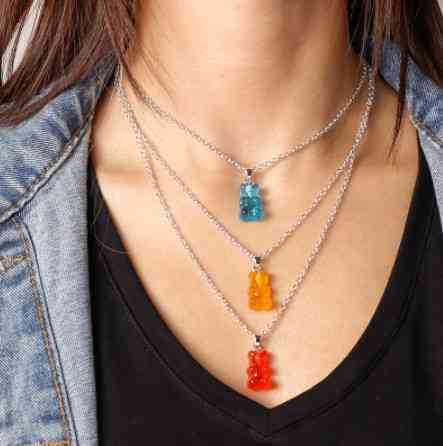 Ожерелье с желейными мишками разноцвтное - длина 50см, цинковый сплав, смола Киев