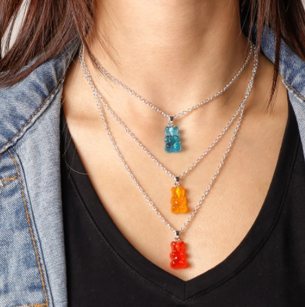 Ожерелье с желейными мишками разноцвтное - длина 50см, цинковый сплав, смола Киев - изображение 1