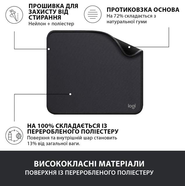 Килимок для мишi Logitech Studio Series Graphite (956-000049) (6794330) Київ - фото 7