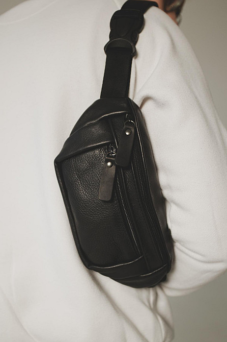 Сумка на пояс из натуральной кожи флотарий SL005 (Черная) Сумы - изображение 4