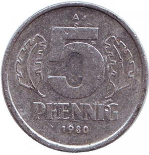 Монета 5 пфеннигов. 1948-89 год (A), ГДР. (Г) Полтава - изображение 1