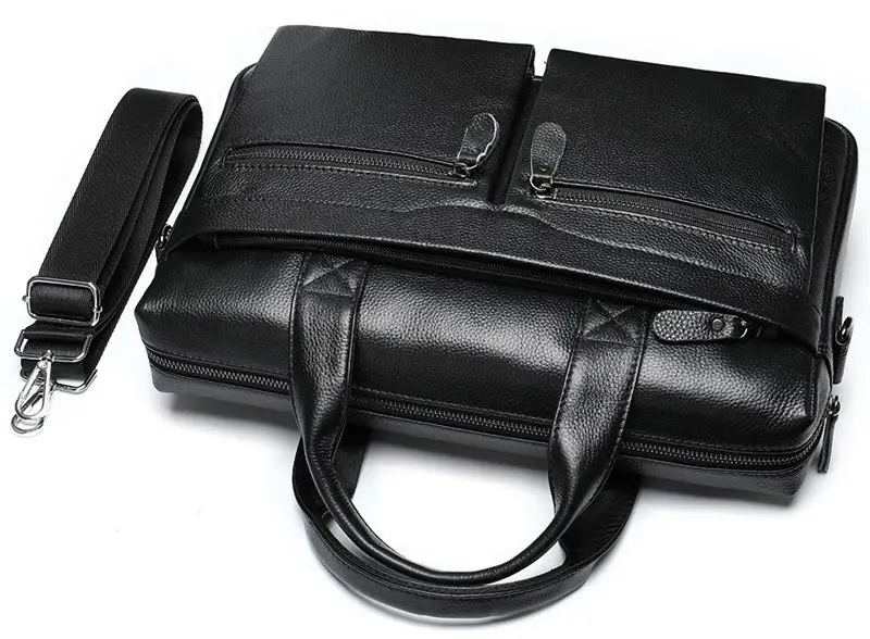 Чоловіча сумка-портфель Tiding Bag (39 x 28 × 8 см) сумка для ноутбука Чорний Київ - фото 7