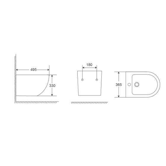 Биде подвесное Mixxus Premium Ellipse-0501 495x365x325mm (MP6469) Киев