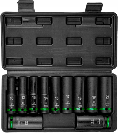 Набір ударних торцевих головок 1/2" 10-24мм Wuber 11шт. (Польща) Київ