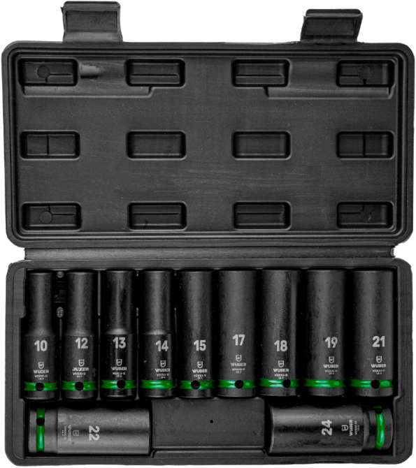 Набір ударних торцевих головок 1/2" 10-24мм Wuber 11шт. (Польща) Київ - фото 3