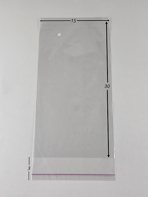Пакет с отверстием для выхода воздуха прозрачный полипропиленовый + скотч  15*30+4\25мк +скотч (1000 шт) Харьков - изображение 3