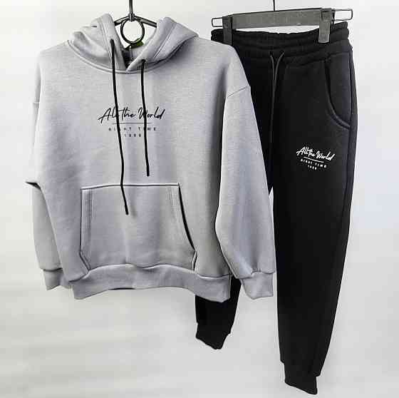 Детский подростковый спортивный костюм Турция для мальчика черный 3нитка флис 134,140,146 Николаев