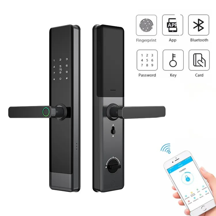 Розумний дверний замок кодовий з Wi-Fi, відбитком пальця і ключ-картою, чорний Кам'янець-Подільський - фото 7