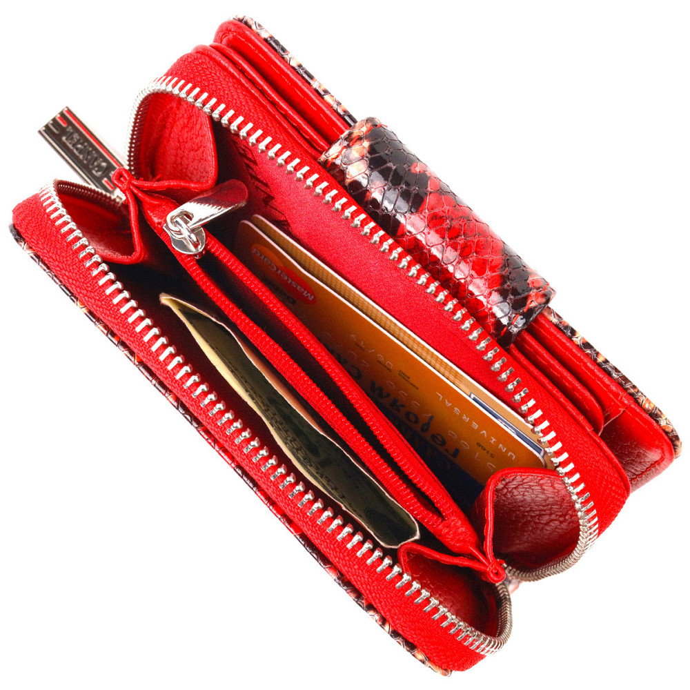 Стильное портмоне для женщин с монетницей на молнии из натуральной фактурной кожи Разноцветное (CANPELLINI) Киев - изображение 3