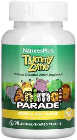 Ферменти + пробіотики для дітей Nature's Plus Animal Parade Tummy Zyme Enzymes & Probiotics 90 таб Тропік Київ