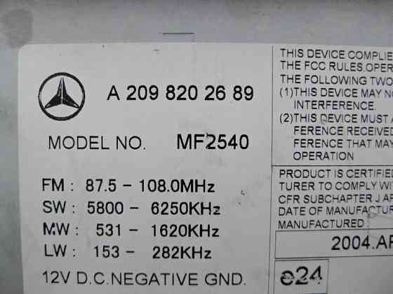 Mercedes-Benz  A2098202689 Аудіосистема Audio 20 для CLK C209 Одеса