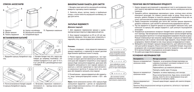 Мусорное ведро сенсорное Koer TC-020312-07 12 л цвет графит нерж. сталь антипалец (KR5587) Черновцы - изображение 7