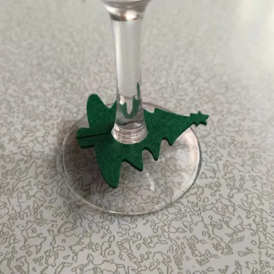 Новогодний декор на бокалы Елки 6 штук 5 на 5 см зеленый Киев