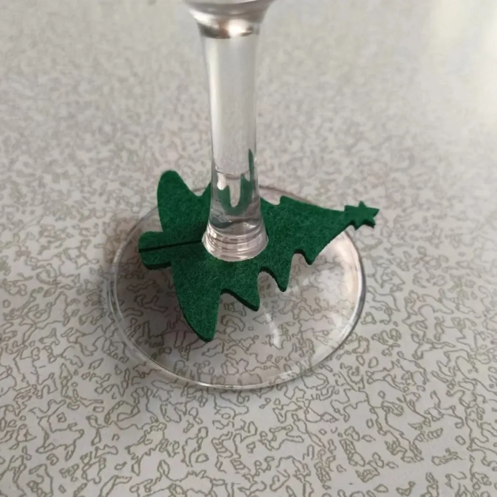Новогодний декор на бокалы Елки 6 штук 5 на 5 см зеленый Киев - изображение 3