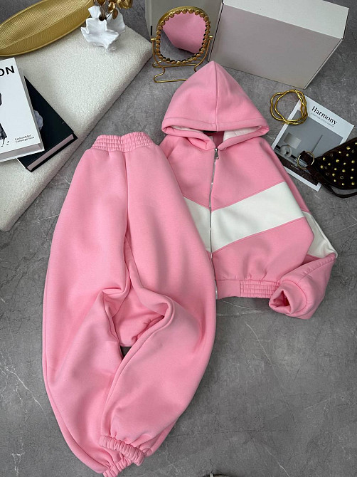 Жіночий теплий костюм із якісної тринитки на флісі Рожевий, 42/44 Одеса - фото 5