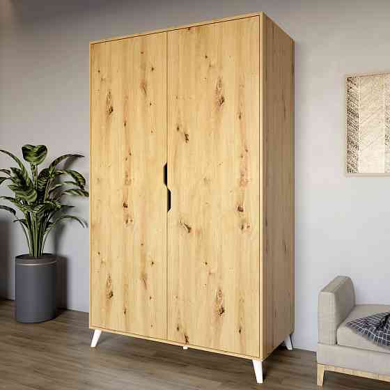 Шафа дводверна з білими ніжками М-ЗОН Борн 1200 Дуб Артизан (MZN-031052) Львів