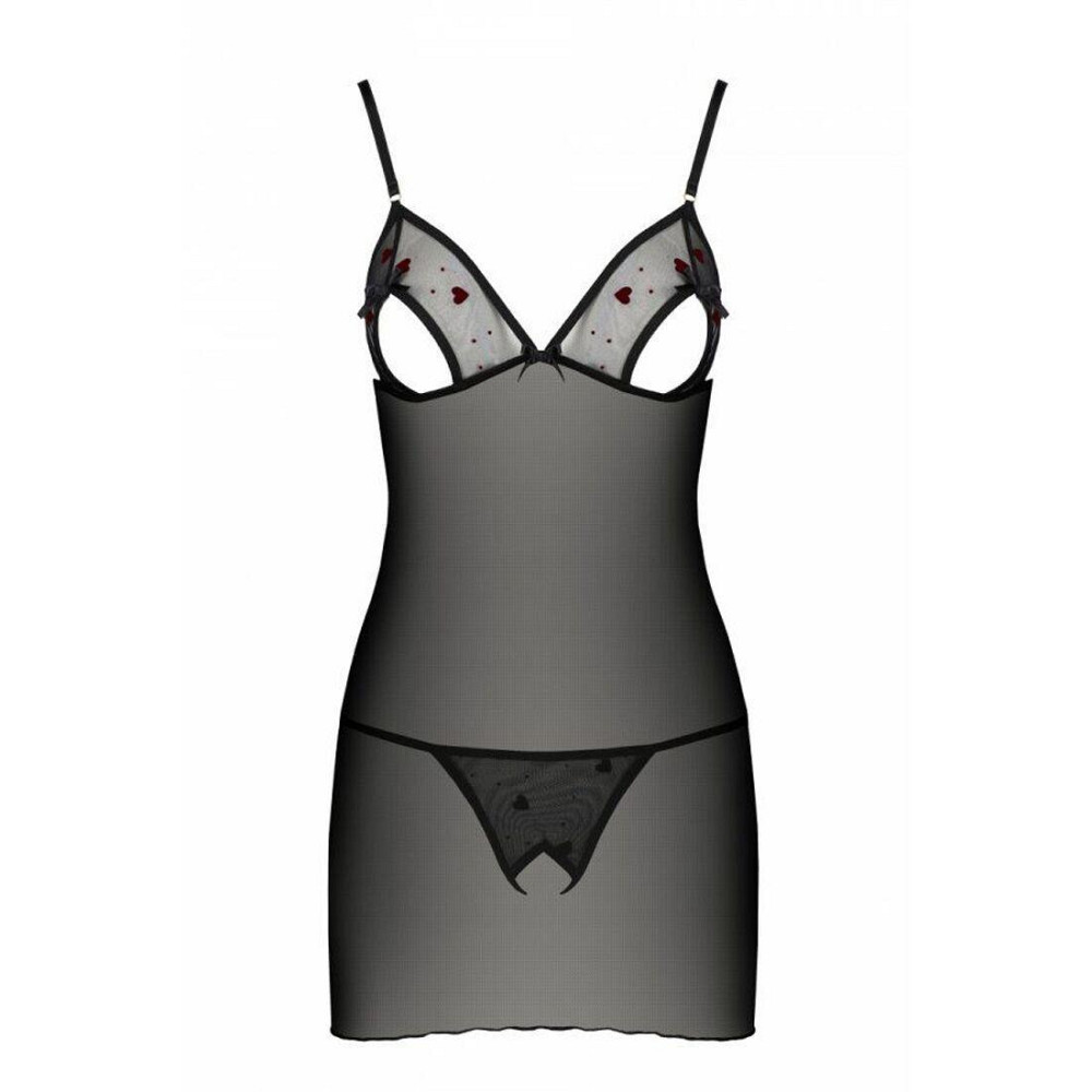 Сорочка с вырезами на груди, стринги Passion LOVELIA CHEMISE L/XL, black Sex Aura Киев - изображение 5