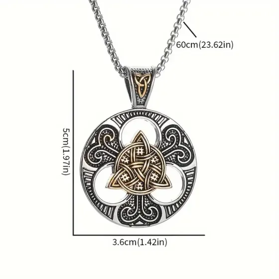 Кельтская подвеска трикветр – кулон-амулет 5×3,6 см, цепочка 60 см, серебристо-золотистый Киев