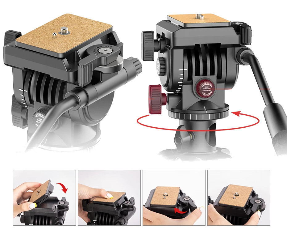 Штатив із горизонтальною відеоголовкою 58-183см Ulanzi U-Select VT-02 Київ - фото 3