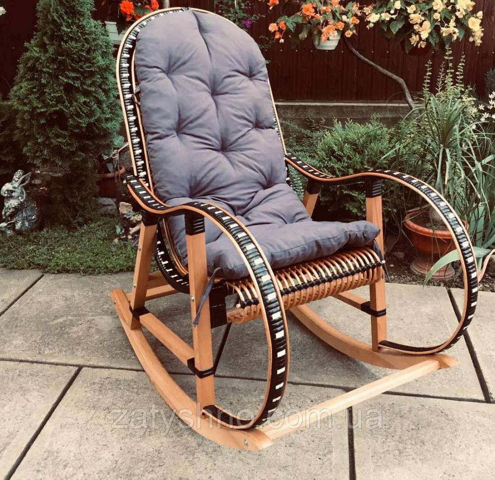 Кресло качалка плетеная с ротанга | кресло-качалка ротанговая | кресло качалка  плетеная с подушкой Киев - изображение 3