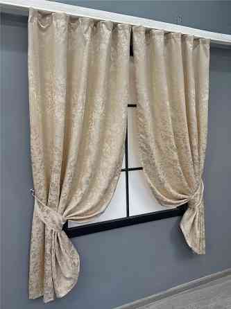 Комплект коротких штор VR-Textil Льон мармур Pavliani VO № 1713ш айворі 130х170 см 2 шт (35-0339) Київ