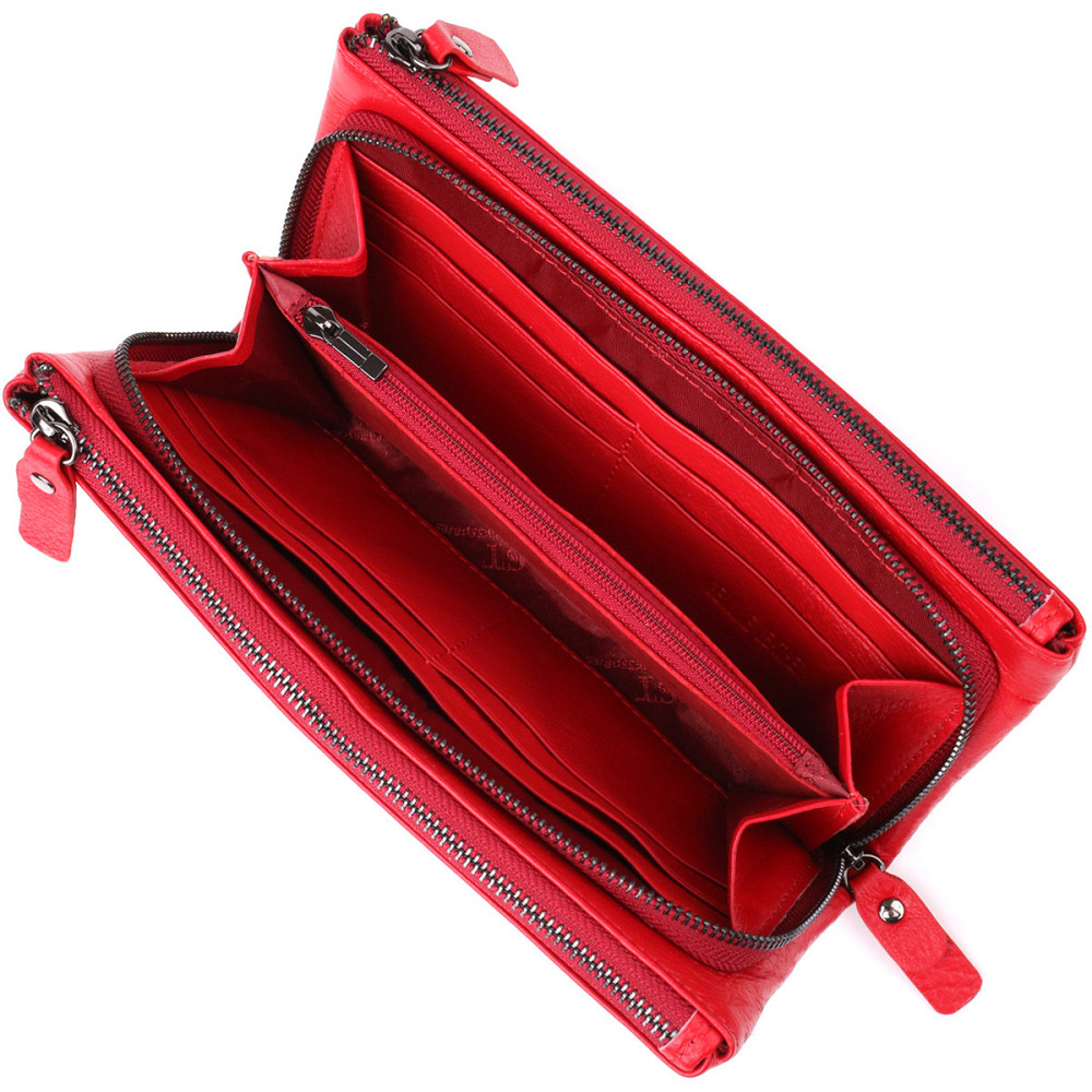 Шкіряний жіночий гаманець на три відділення ST Leather 23109 Червоний Київ - фото 6