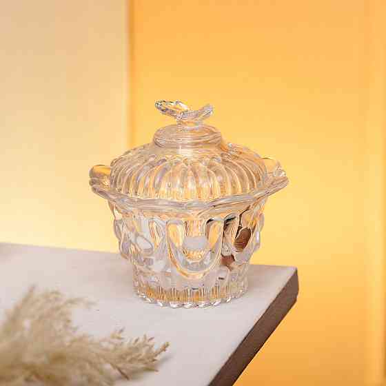 Цукерниця скляна Ø9 см цукерниця з кришкою прозора HP-4-113 Київ
