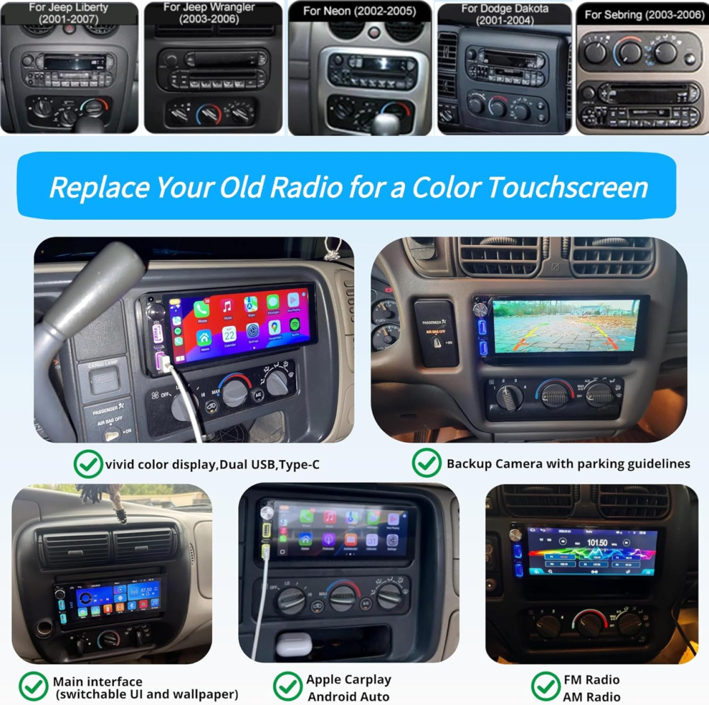 Автомагнитола 1DIN с Apple Carplay/Android Auto, 6,9-дюймовая IPS-магнитола с сенсорным экраном, камерой заднего вида Киев - изображение 7
