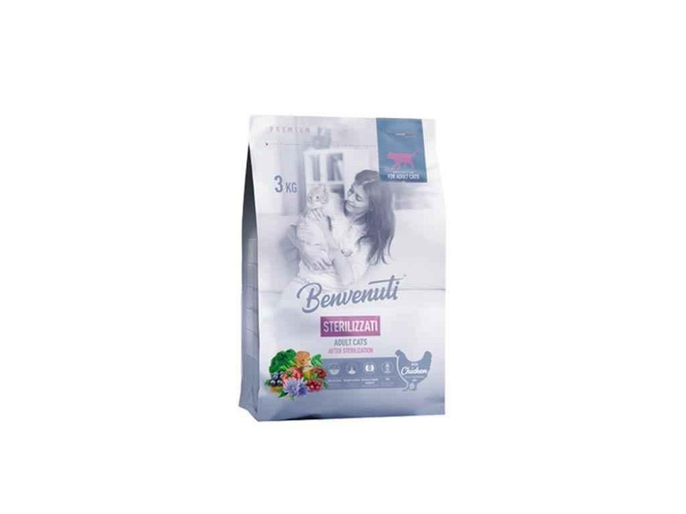 Сухой корм для котов STERILIZZATI для стерилизованных котов PREMIUM 3кг ТМ BENVENUTI Solmir Киев - изображение 1