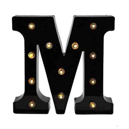 Буква с подсветкой M объемная маленькая 22 на 22 см черный Киев