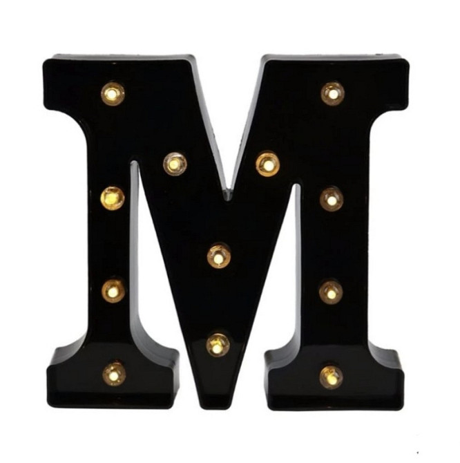 Буква с подсветкой M объемная маленькая 22 на 22 см черный Киев - изображение 3