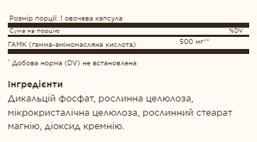 ГАМК (Гамма-аміномасляна кислота) Solgar GABA 500mg 100 вег капс Київ