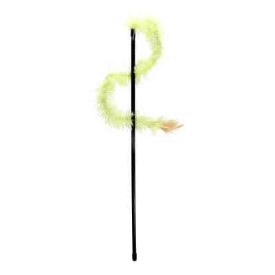 Игрушка для кошек Hippie Pet Удочка с длинными перьями желтая 48 см (HIPCW2303034G) Винница