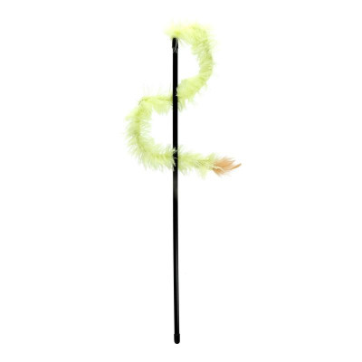 Іграшка для котів Hippie Pet Вудка з довгим пір'ям жовта 48 см (HIPCW2303034G) Вінниця - фото 1