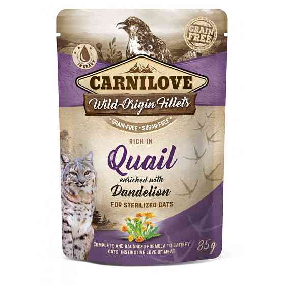 Корм вологий Carnilove Quail with Dandelion д/стерилізованих котів перепіла і кульбаба 85 г Київ