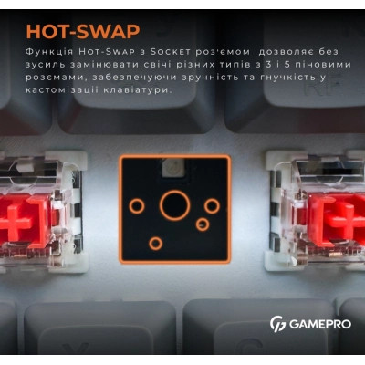 Клавиатура GamePro MK130G Pro Outemu Red Switch Hot-Swap 60 RGB USB/Wireless/Bluetooth Black (MK130G Pro) Винница - изображение 7