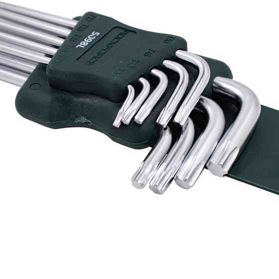 Набір ключів Г-образних TORX довгих, 9пр. (Т10, Т15, Т20, Т25, Т27, Т30, Т40, Т45, Т50) в пластиково Одеса