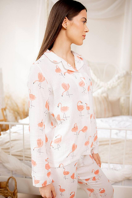 Женский комплект из натуральной ткани Фламинго, Молочный, XS-S Харьков - изображение 5
