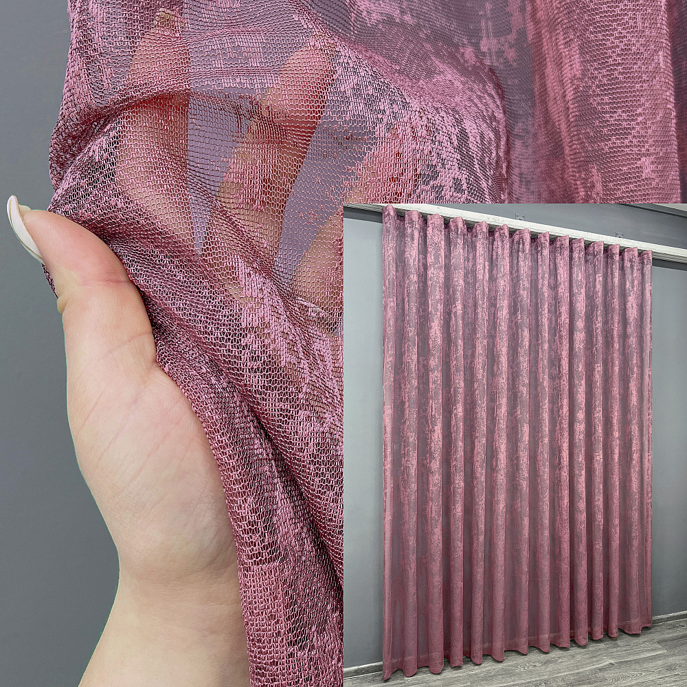 Тюль VR-Textil 1407т Мрамор Жаккард Марсала 400х270 см (42-0213) Киев - изображение 9
