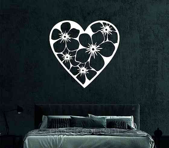 Декоративное настенное Панно «Сердце в цветах», Декор на стену 70*67 см, Белый Киев