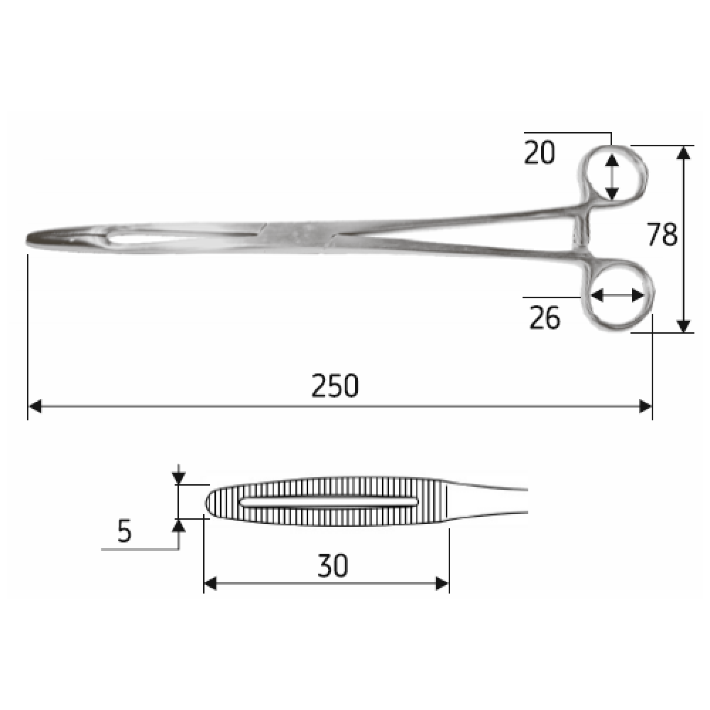 Затискач Gross-Maier прямий 25 cм (корнцанг), J-18-046 Дніпро - фото 2