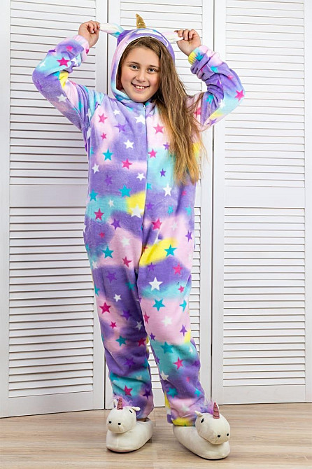 Кигуруми пижама Единорог детский и подростковый,сиреневый, пижама детская топ Крохатушка одяг 146, 35.0, Велсофт Киев - изображение 1