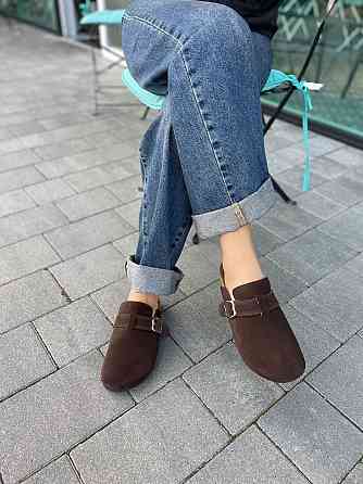 SEE SEVEN Стильні шльопанці жіночі замшеві із закритим носком шоколадні SEE SEVEN 1611 Коломыя