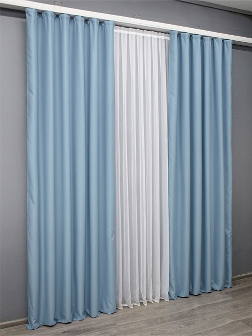 Комплект готовых штор VR-Textil Блэкаут Midnight № 1676ш Голубой 100х290 см 2 шт (31-734) Киев - изображение 4