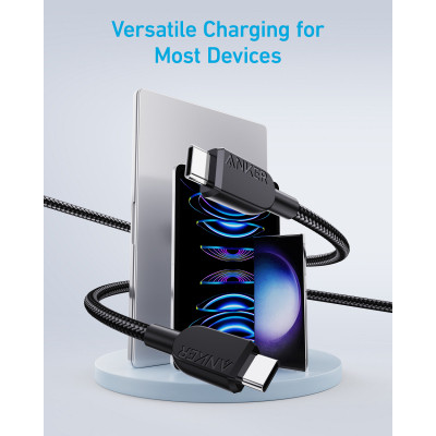 Дата кабель USB-C to USB-C 0.9m 240W nylon 310 black Anker (A81D5H11) Вінниця - фото 5