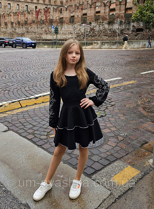 Чорна сукня з вишивкою на рукавах Поділля Кривий Ріг - фото 11