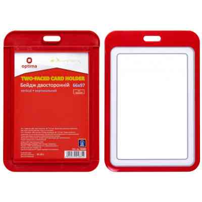 Бейдж Optima преміальний вертикальний 66х97 мм двосторонній, червоний (O45685) Вінниця