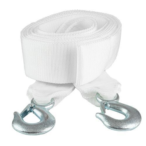 Трос буксирувальний ST1009/ТР-109-8-1 8т лента 75мм х 5м білий з 2 крюками у пакеті Харків - фото 1